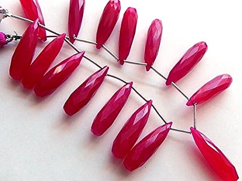 Chalcedony Gemstone, Semi Precious Gemstone Bead. Faceted Long Drops, 28mm. 10