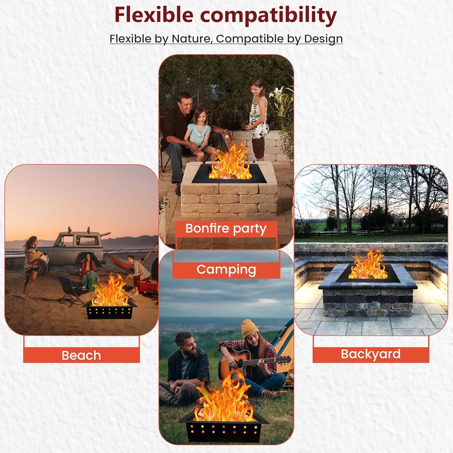 FEBTECH Smokeless Fire Pit Insert Square- 29