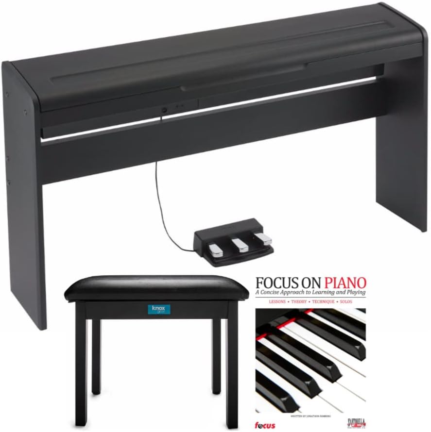 Korg LP180 88-Key Lifestyle Piano (Black) Bundle with Flip-Top Piano Bench and Piano Book (3 Items)