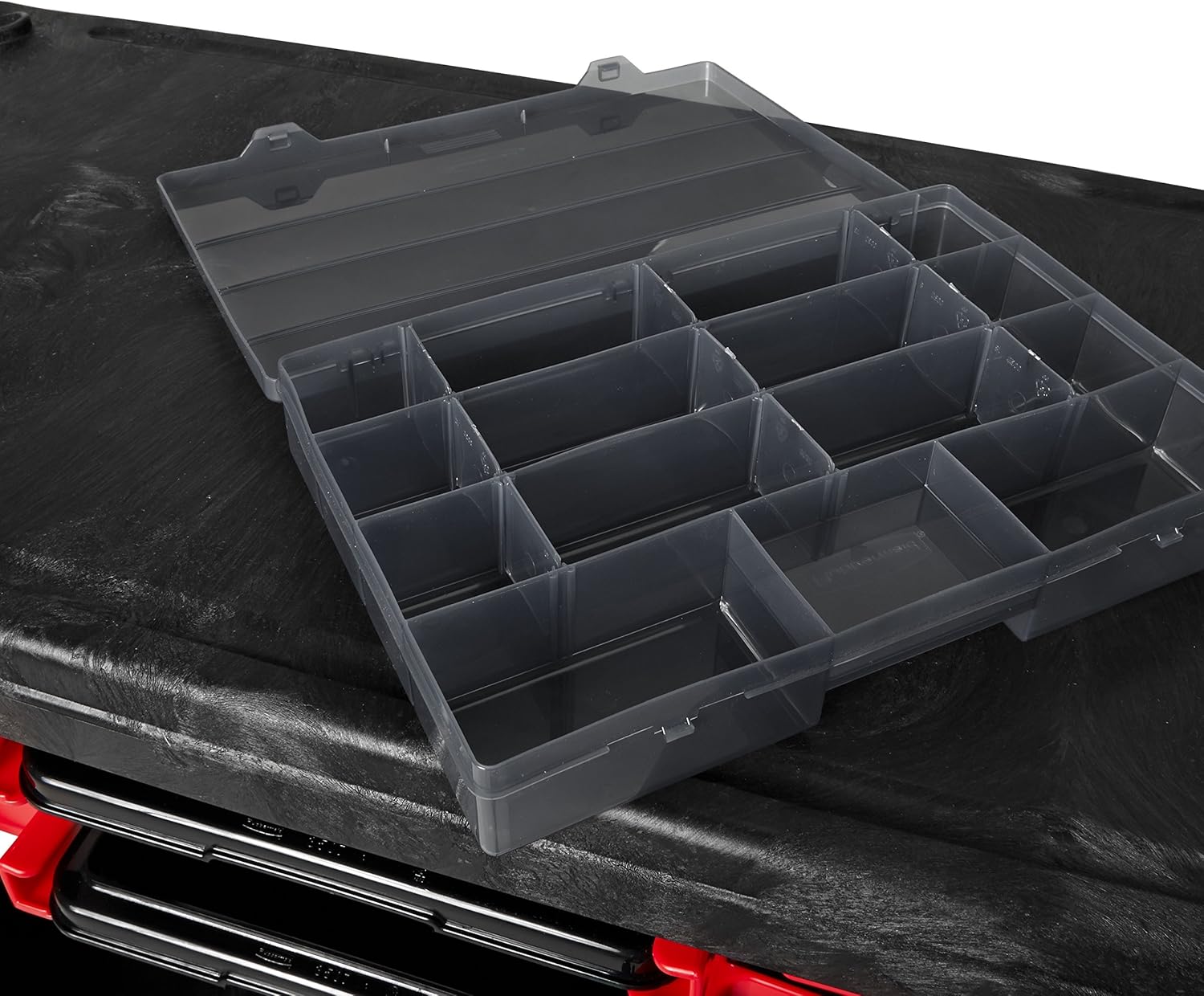 Rubbermaid Commercial Products Trades Tool Utility Cart Mobile Work Station With 2 Parts Boxes and 4 Parts Bins 330 lb. Capacity 5