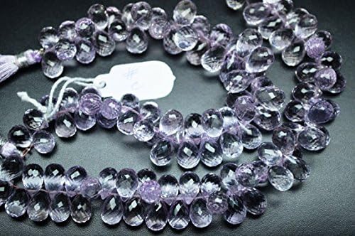 13 inch natural beads strand of 11-12mm faceted drop pink amethyst gemstone briolletes beads for DIY jewelry - necklace, bracelet, earring, ring.