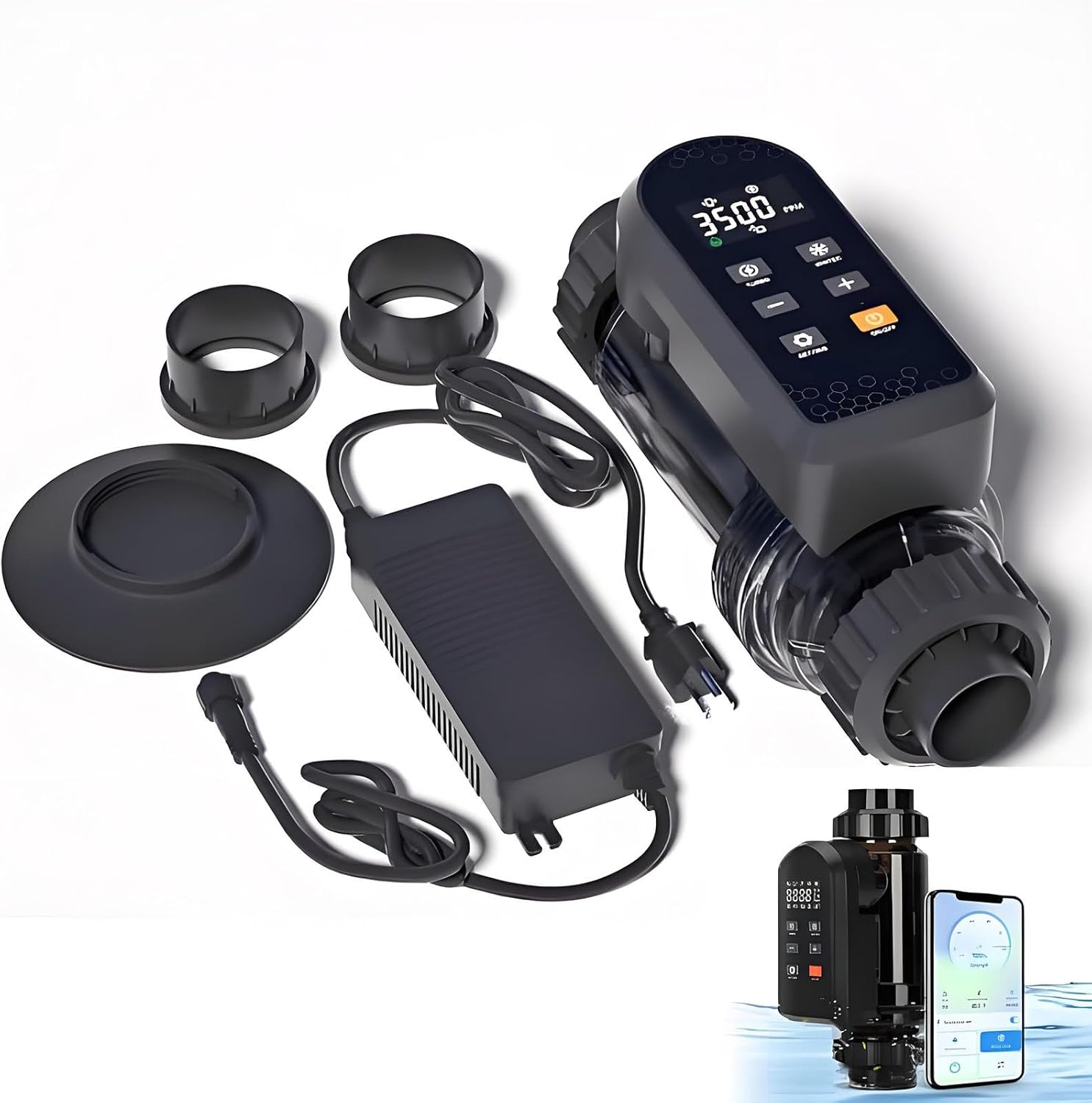 Upgraded Salt Water Pool Chlorinator System – Smart Saltwater Chlorine Generator with Titanium Cell, App Control, Digital Panel, Self-Cleaning 50g/h