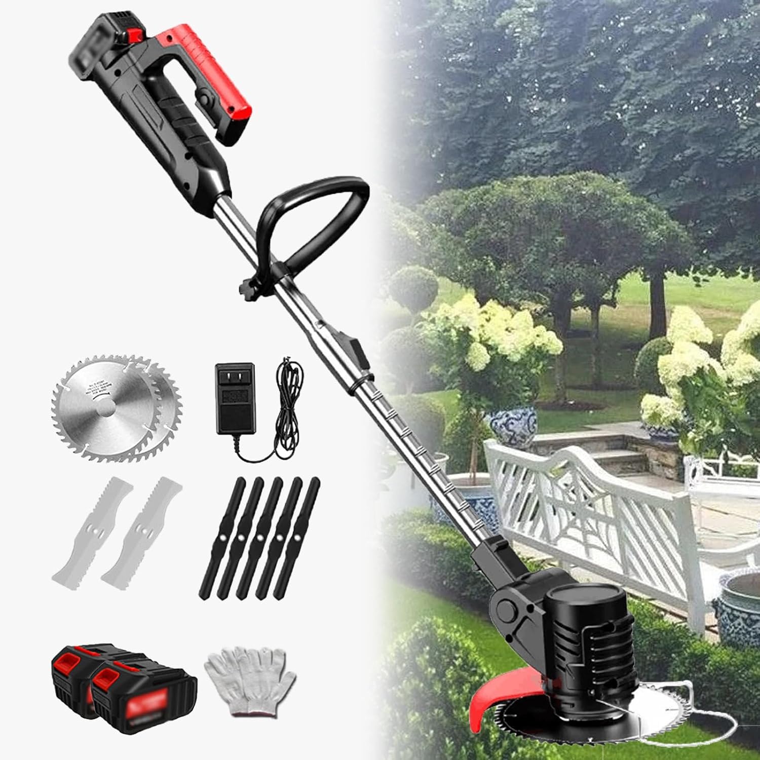 Multifunctional Household Lithium Electric Lawn Mower, Height Adjustable, Cordless Trimming Gardening Tool Suitable for Parks, Gardens, Lawns,24V/4.0Ah