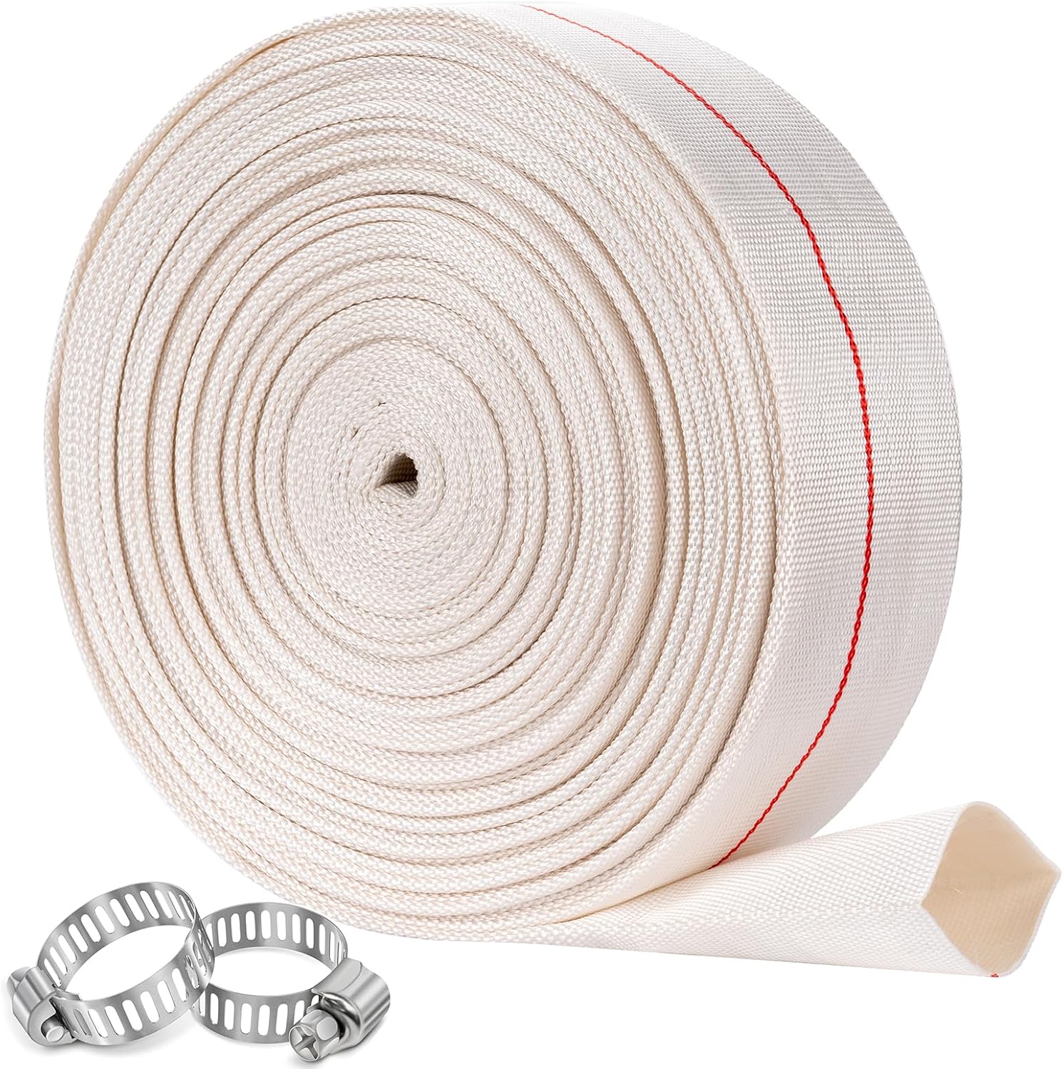 Pool Backwash Hose 4” × 100 ft Heavy Duty PVC Water Discharge Hose General Purpose Flexible Reinforced Lay Flat Pump Drain Pipe for Water Transfer Applications (4in-100ft, No Leak)