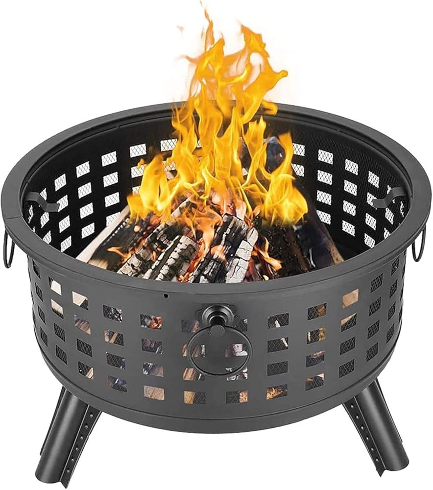 Fire Pits Outdoor Wood Burning Metal Fire Pits Round Lattice Fire Bowl