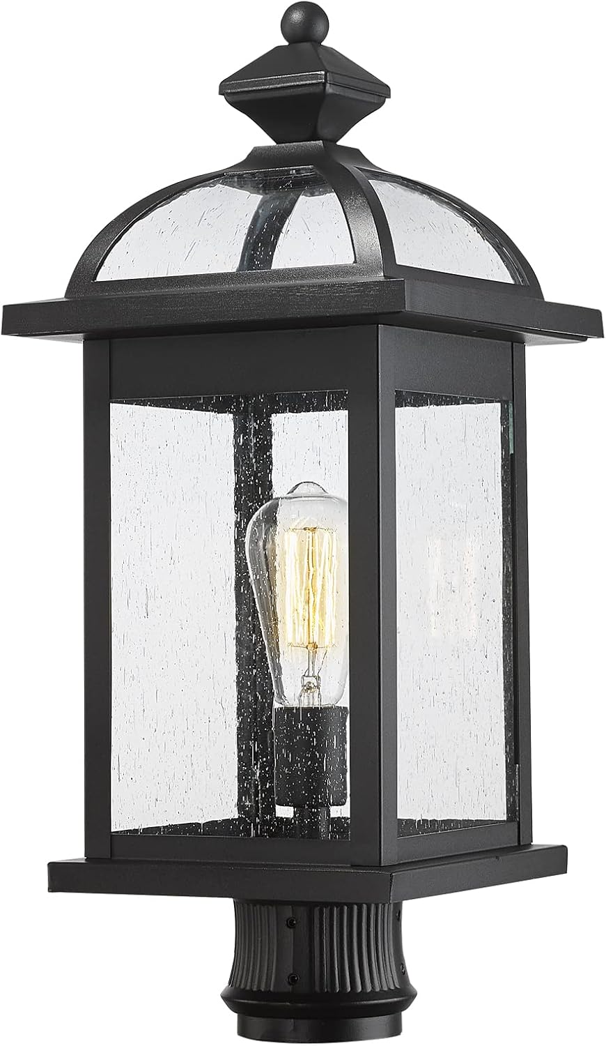Darkaway Oversized Post Lights 22inch Outdoor Lamp Post Light Fixture with Seeded Glass Lamp Posts Outdoor Lighting for Patio, Garden, Pathway (Large, Black)