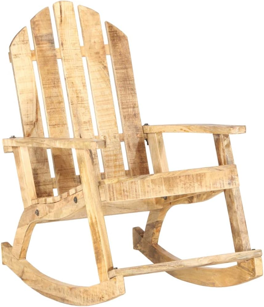 Garden Rocking Chair Solid Mango Wood,Vintage Wooden Rocking Chair for Outdoor and Patio Comfort Patio Furniture & Accessories, Chairs for Patio, 1, Brown