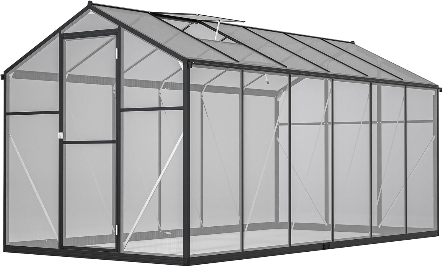 6' x 12' Thicked Polycarbonate Greenhouse, with Double Flush Door, Rain Gutter and Ventilation Window, Green House for Sunroom, Garden, Backyard, Walk-in Large Winter Greenhouse
