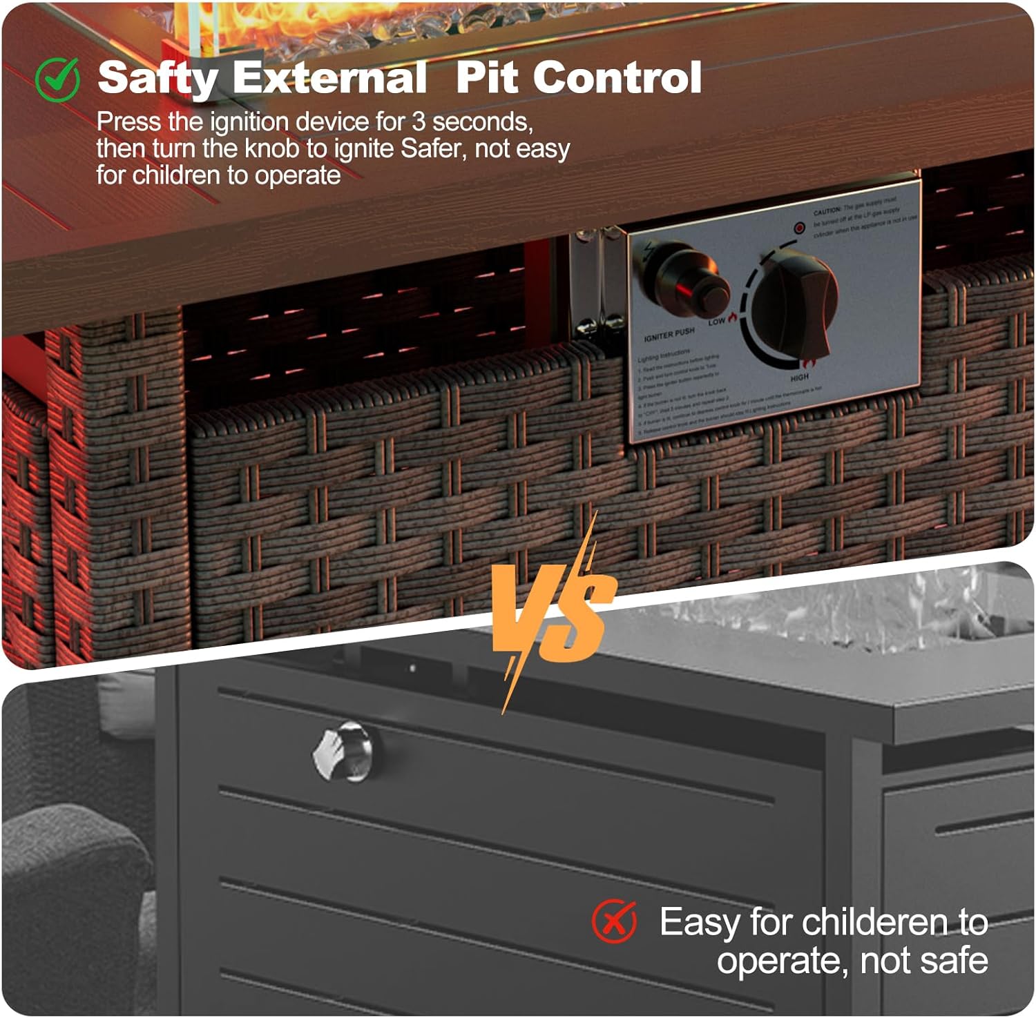 Propane Fire Pit Table Outdoor, 44