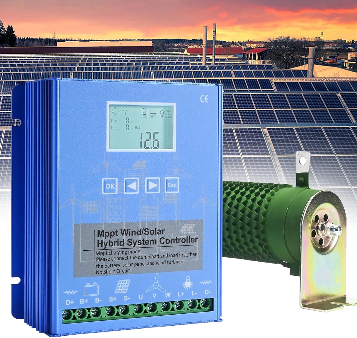 12V/24V/48V Charge Controller for Wind Turbine & Solar Panel, Off-Grid Hybrid System, 10000W Boost Controller with Unloader for Efficient Energy Management