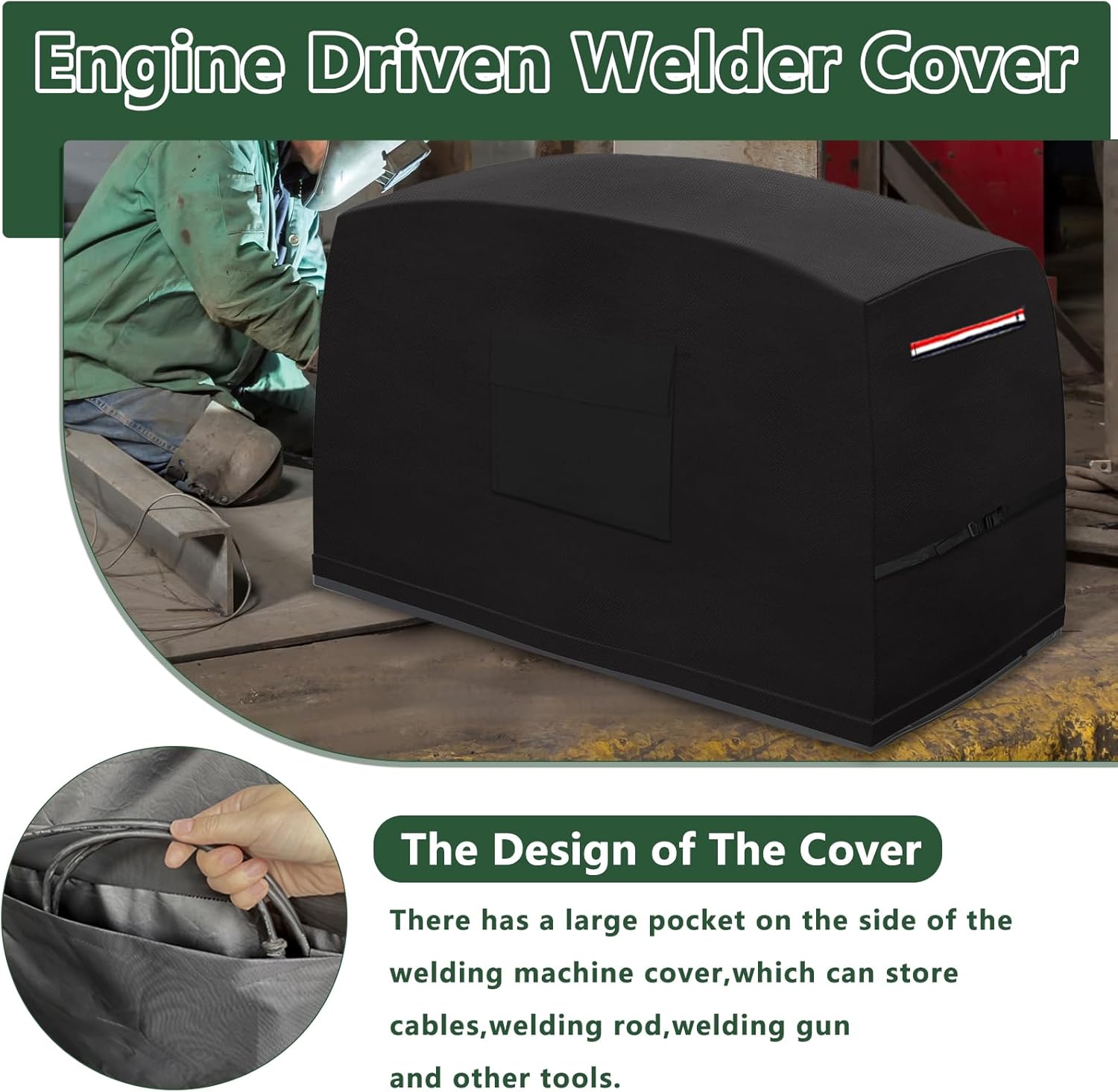Waterproof Engine Welder Generator Cover for Ranger GXT Series Welder,Engine Driven Welder Cover with Plush Linner,All Weather Protection, Black