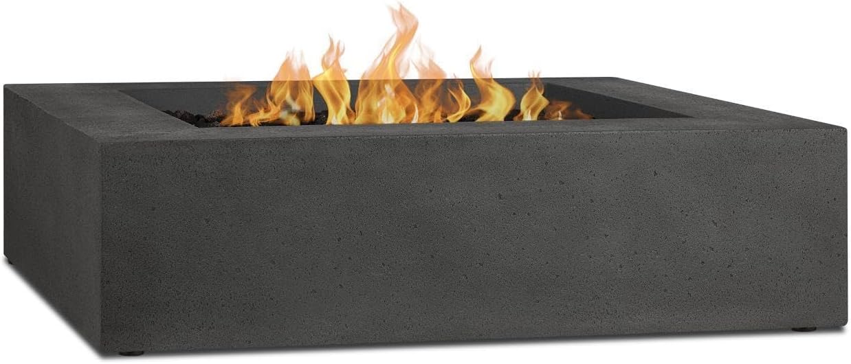 BBQGuys Signature La Valle 42-Inch Square Natural Gas Fire Table - Carbon (Ships as Propane w/Conversion Kit)
