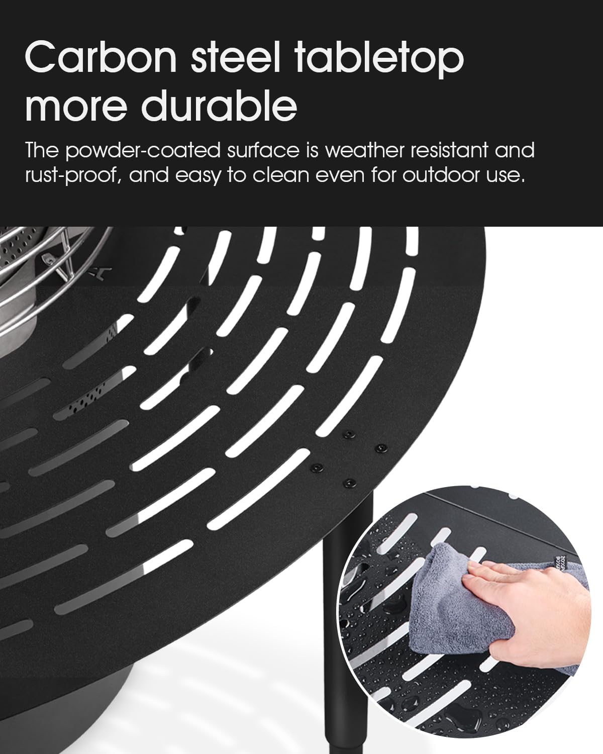 Surround Extension Table for Ninja Fireside360 Outdoor Heater & Fire Pit (OF100/OF101), Carbon Steel, 45.87