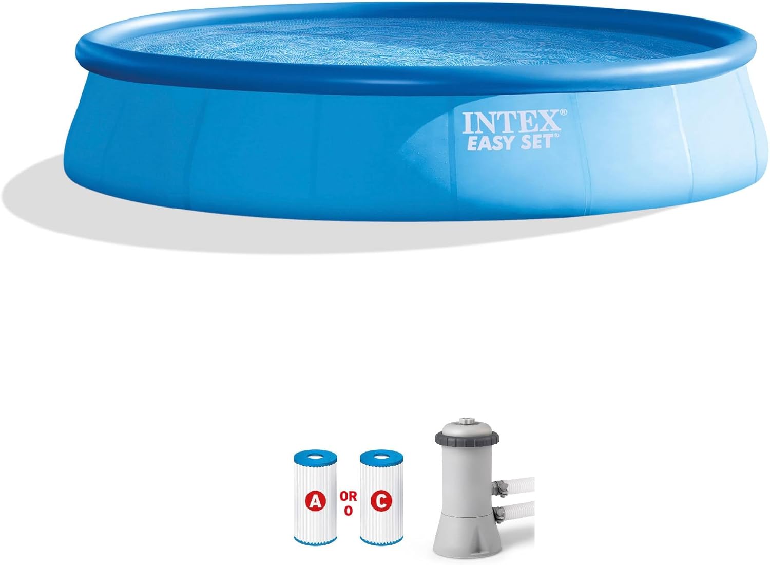 INTEX 28141EH Easy Set Inflatable Swimming Pool Set: 13ft x 33in – Includes 530 GPH Cartridge Filter Pump – Puncture-Resistant Material – 1926 Gallon Capacity – 26in Water Depth
