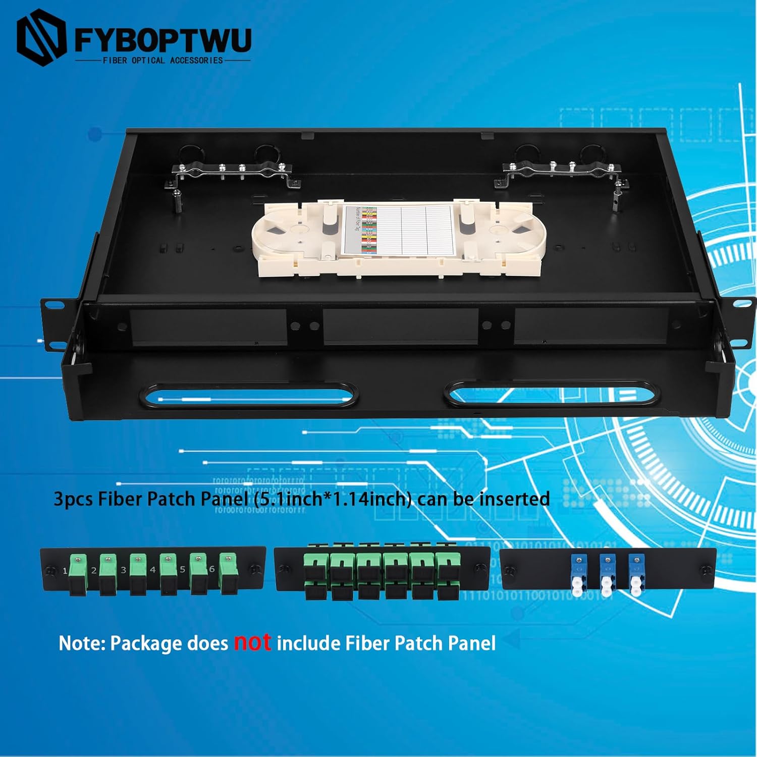 -1 Pack Fiber Optic Rack Mount Enclosure Box with 3 Slots for Fiber LGX Adapter Panels or Cassettes (3pcs Fiber Patch Panel (5.1inch*1.14inch) can be Inserted)
