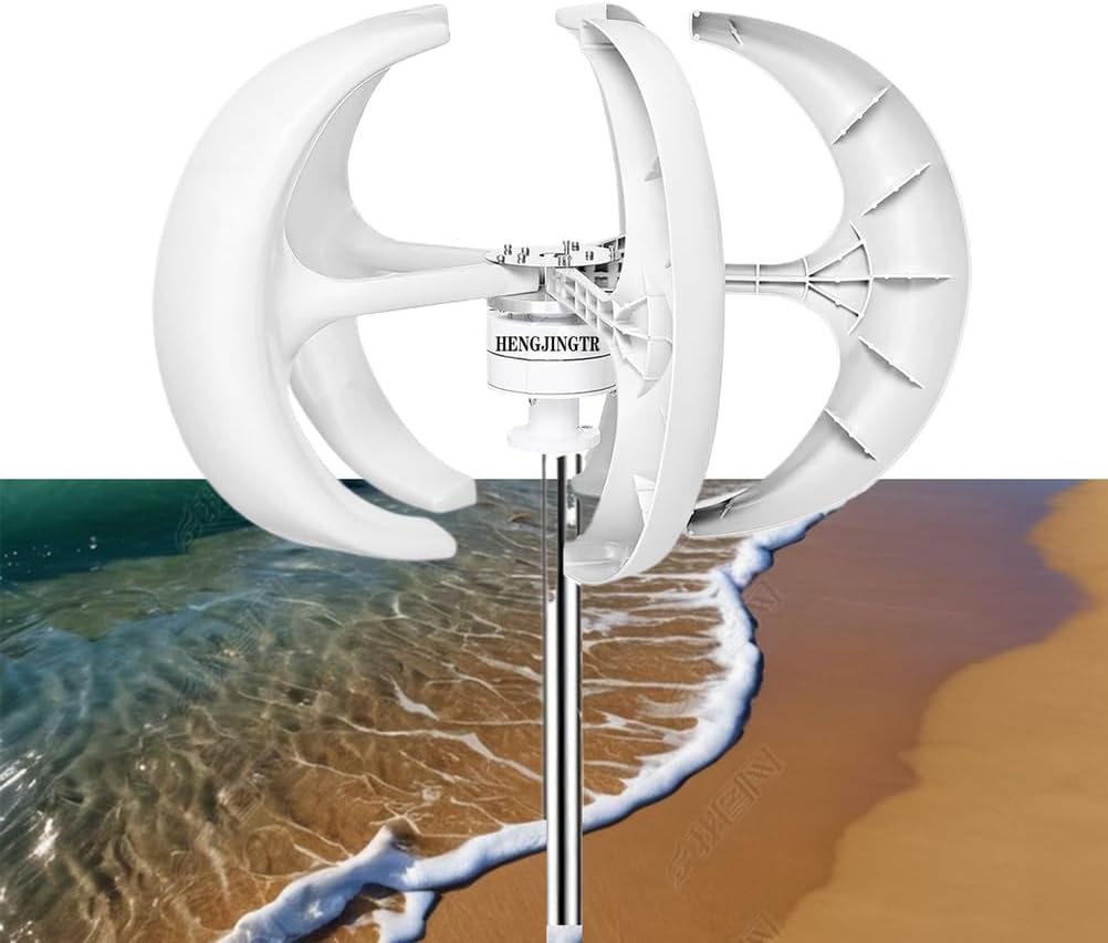 12000W 42.65Ft/S Vertical Axis Wind Turbine Generator Home Windmill Kit Hybrid Wind System with Controller for Home, Business, Industrial Energy Supply (12V, White)