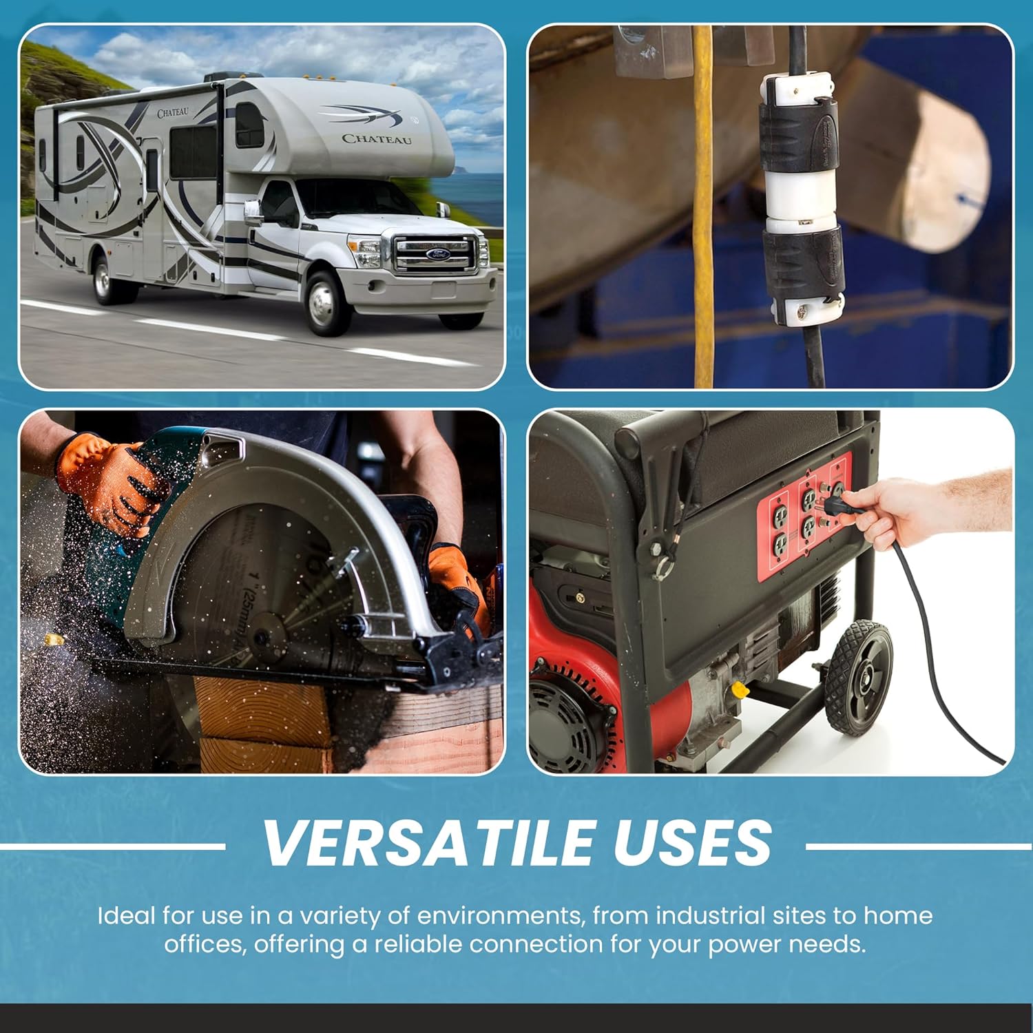 IronBox Electric 6-20P to L6-20R Plug Adapter Power Cord - 20A, 250V, 12/3 SJOOW- UL Listed Power Cord Extension Cable - Heavy Duty Plug and Connector for Generator, Data Centers & More (40ft, Build)