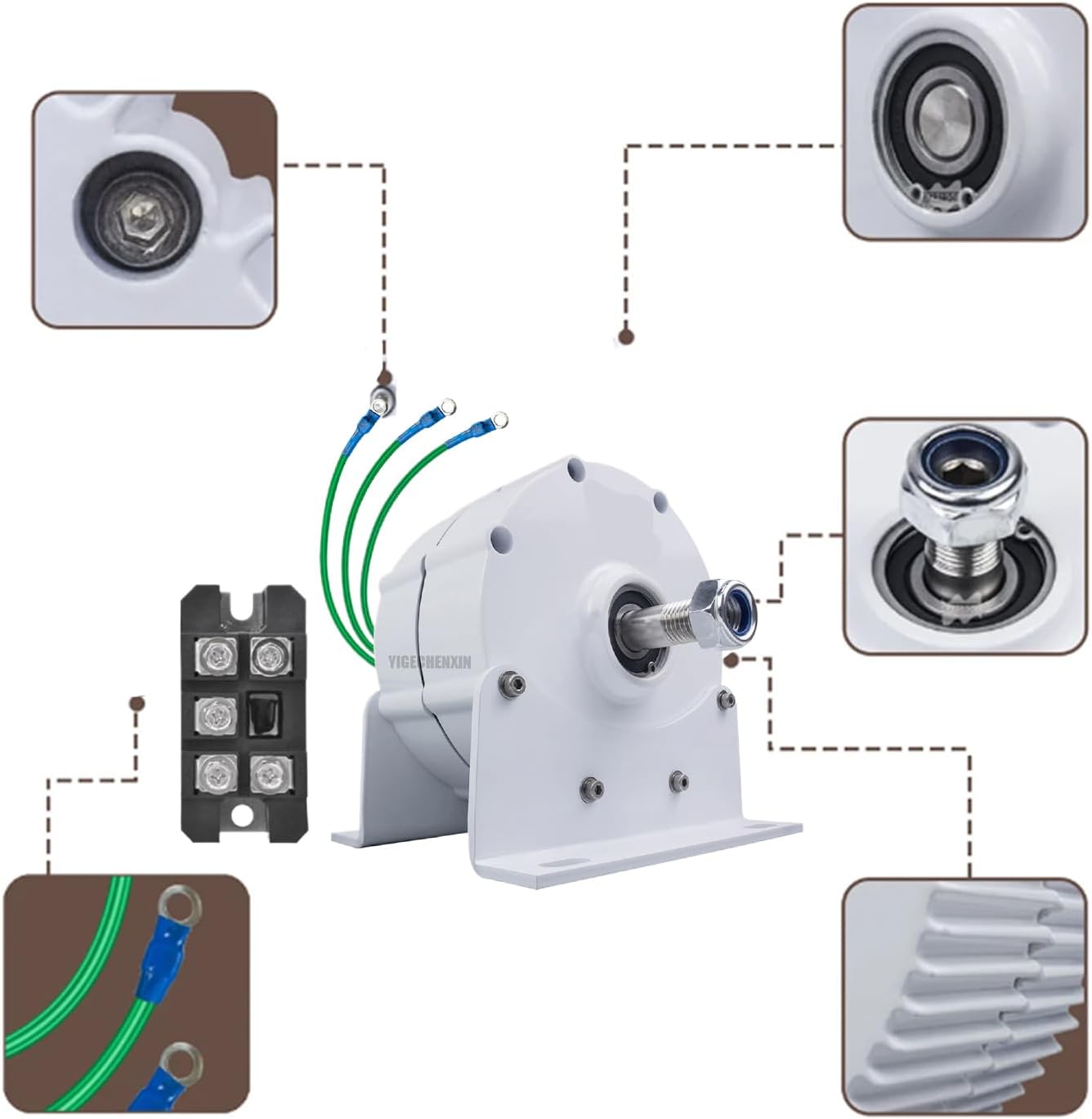 8000W Electric Alternator Generator 12V 24V 48V Ac Dc Low RPM Motor Permanent Magnet Rare Earth Turbine with Base Suitable for Hydro and Wind Turbines(220V)