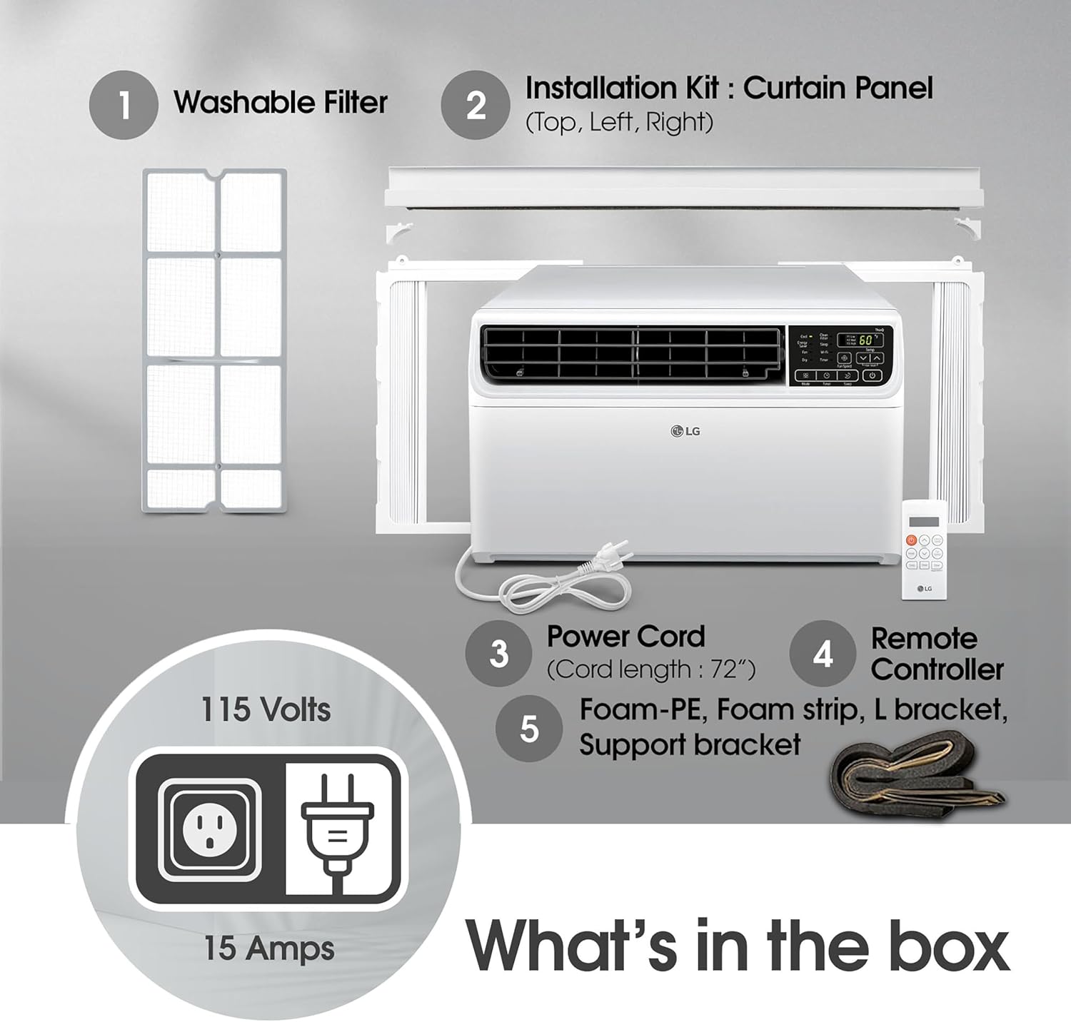 LG 8,000 BTU Dual Inverter Smart Window Air Conditioner, 115V, Cools 340 Sq. Ft. for Bedroom, Living Room, Apartment, Quiet, Energy Star, works with LG ThinQ, Amazon Alexa and Hey Google, White