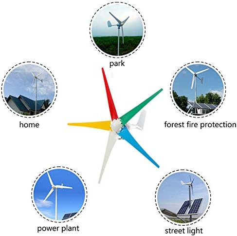 SISHUINIANHUA 8000W AC Permanent Wind Turbines Generator 12/24/48V W/Controller 5-Nylon Blades Household Power Generator for Solar Streetlight,12v,8000w