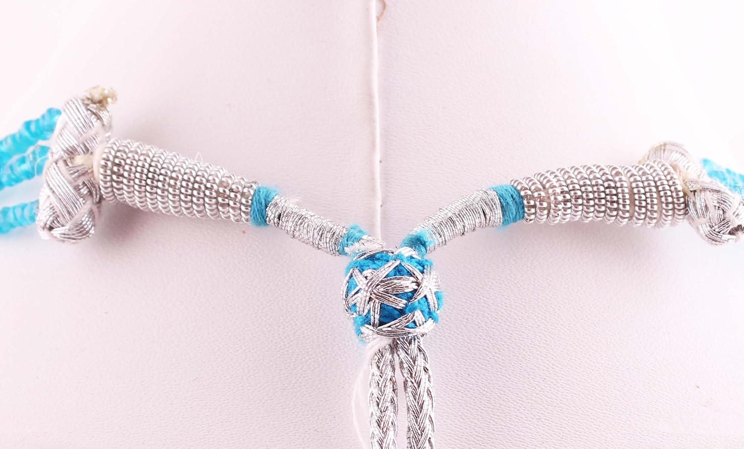 Neerupam Collection 122 Carat Natural Apatite Rondelle Shape Beads Three String Tassel Sarafa Nacklace for Women