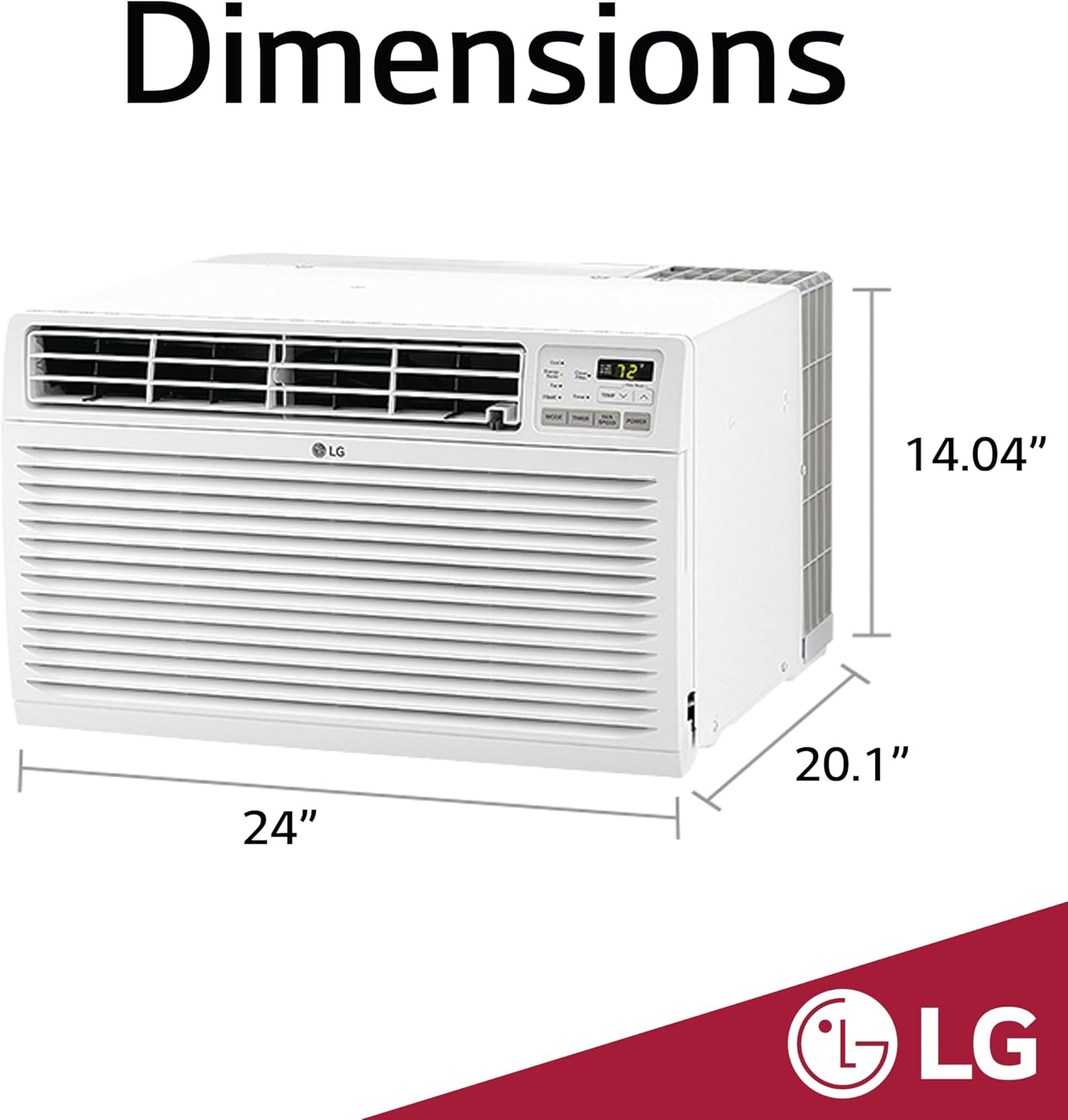 LG 11,800 BTU Through the Wall Air Conditioner and Wall Heater, 230/208V, Cools 550 Sq.Ft. (22' x 25' Room Size), Perfect for Bedroom, AC Heater Unit with Remote, Multiple Speeds, 4-Way Air Deflection