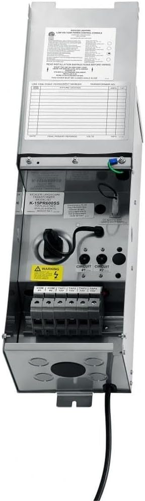 Kichler Pro Series Transformer 600W in Stainless Steel, Low Voltage Outdoor Lighting Power Supply, 15PR600SS