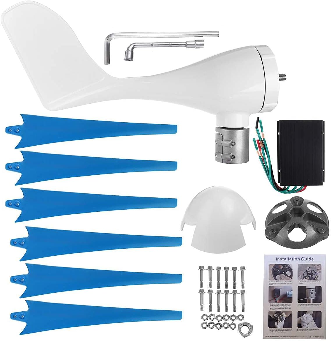 S5 9800W 3/6 Blades 12V Wind Turbine Generator Kit + Charge Controller Hoop Type Wind Turbine Generator Windmill Energy