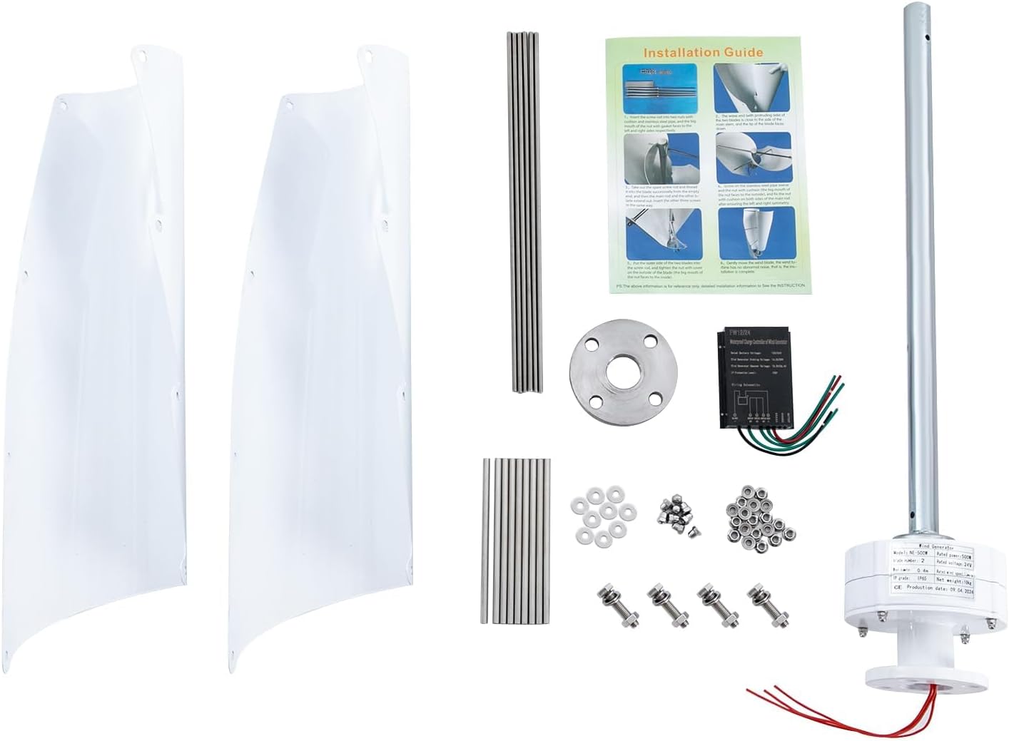 10000W Small Home Use Vertical Axis Wind Turbine,12V/24V/48V Low Wind Start Permanent Magnet Generator Turbines Generator for Wind and Solar Power Generation Systems