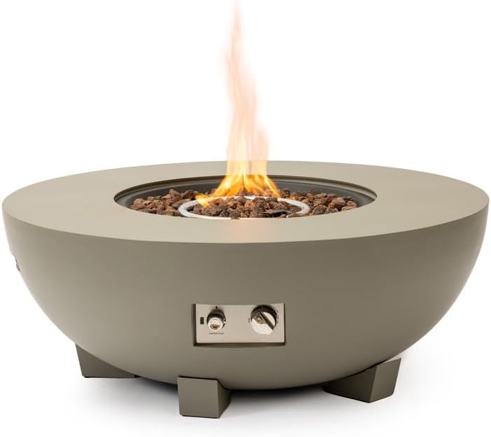 36in Round Metal Fire Pit Offering Easy Ignition System Durable Grey Finish and Practical Conversion to Outdoor Table Function
