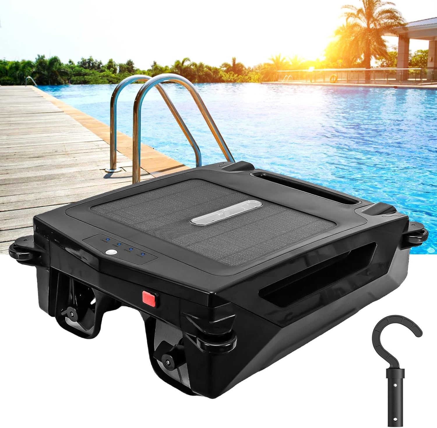 Cordless Robotic Pool Cleaner for Above/Inground Pools - 18H Solar + 6H Back-up, 2-Speed (Quick/Normal), Auto Escape & Turn, 4.1L Large Capacity, Saltwater Safe