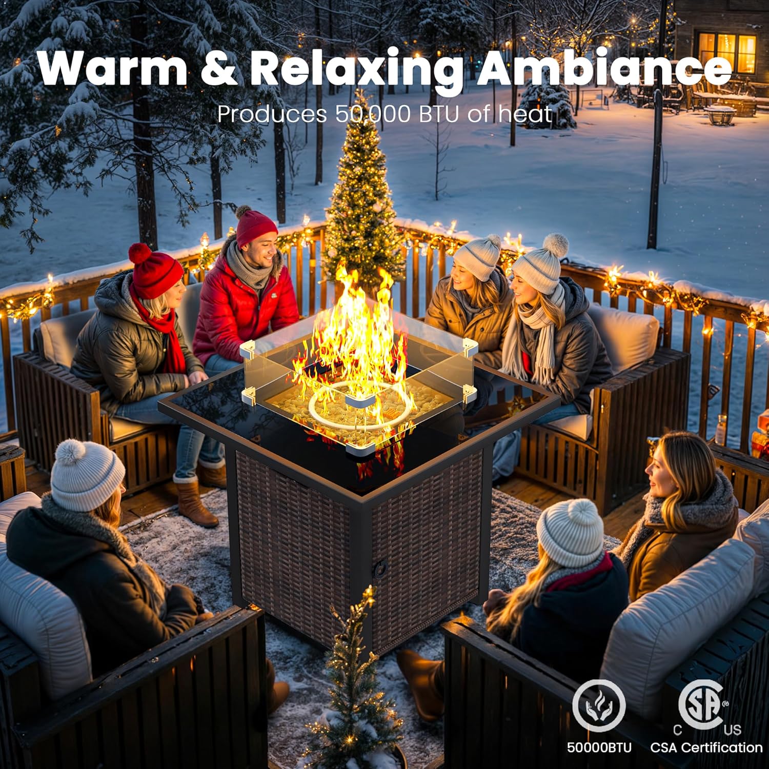 Propane Fire Pit Table, Outdoor Fire Pit Table, 28