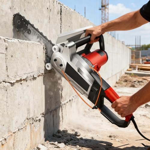 Brushless Electric Concrete Chain Saw, 13.8in & 18.9in Handheld Wet Cutter for Brick, Steel, Cement - Powerful Dust Removal, Ideal for Professional Construction Use