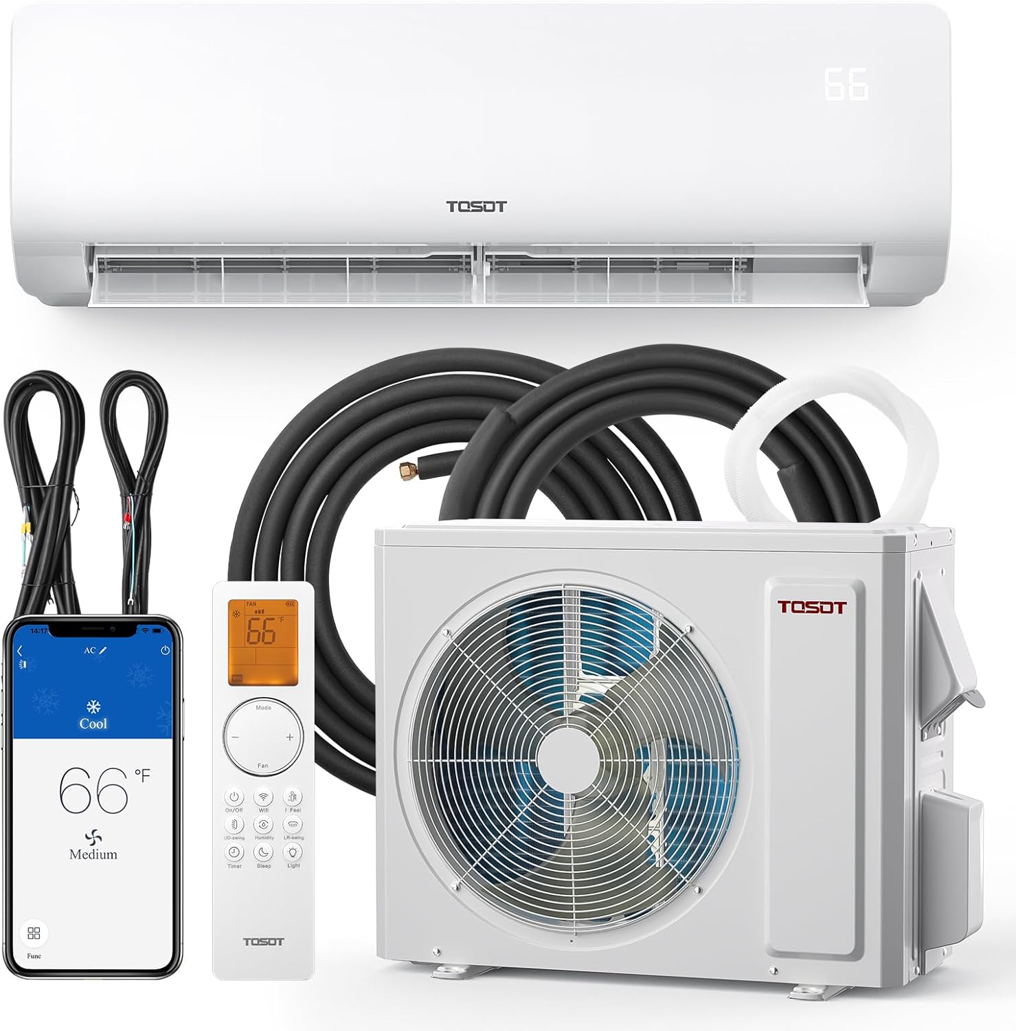 TOSOT 9,000 BTU Mini-Split Air Conditioner, Wifi Enabled Ductless Inverter Split System AC Unit Heating System, Compatible with Alexa - 20 SEER2 115V