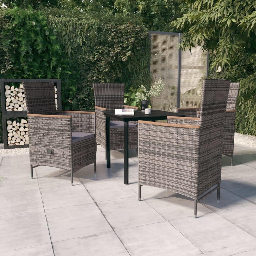 Patio Set 5 Piece Patio Dining Set with Cushions Gray