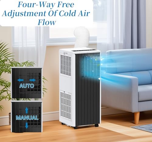 8,000 BTU Portable Air Conditioner - 3-In-1 Cooling, Dehumidifier & Fan for Rooms Up to 350 Sq.Ft. - Quiet AC Unit With Remote, 24H Timer & Window Kit