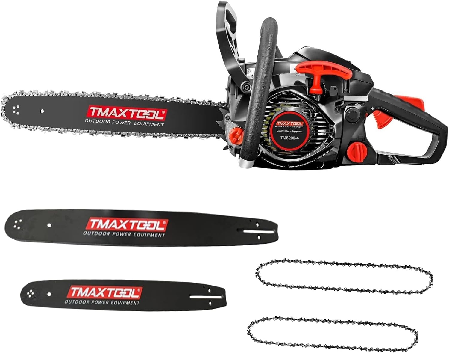 62cc Powerful 20 inch +16 inch Gas Chainsaw with 2 Stroke Perfect for Pruning, Limbing, and Sawmill Operations-black