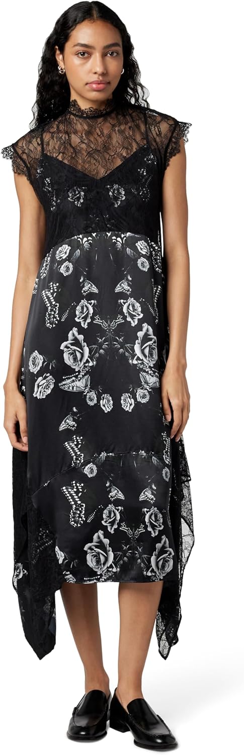 AllSaints Women's Gian Lace Trim Asymmetric Maxi Dress