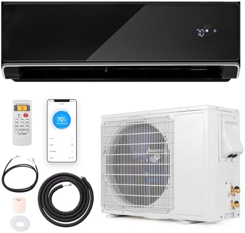 DORTALA 12000 BTU Mini Split Air Conditioner & Heater, Wifi Enabled 22 SEER2 208-230V Pre-Charged Inverter Heat Pump System, Wall Mounted Ductless AC Unit with Control & Installation Kit, Black
