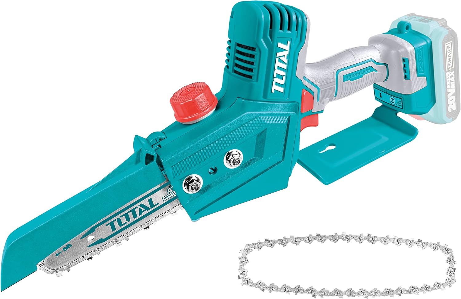 Total Tools - P20S 20V Mini Battery Chain Saw | Brushless Motor | Cordless | Wood Cutting Tool | Gardening | Includes Sword and Chain