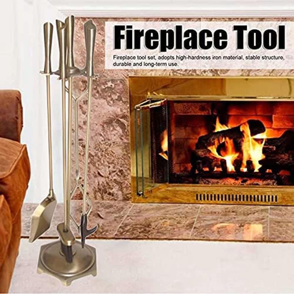 Patio Lounge Chairs Fireplace Tools Set 5 Pieces Wrought Iron Fire Place Pit Poker Holder 31