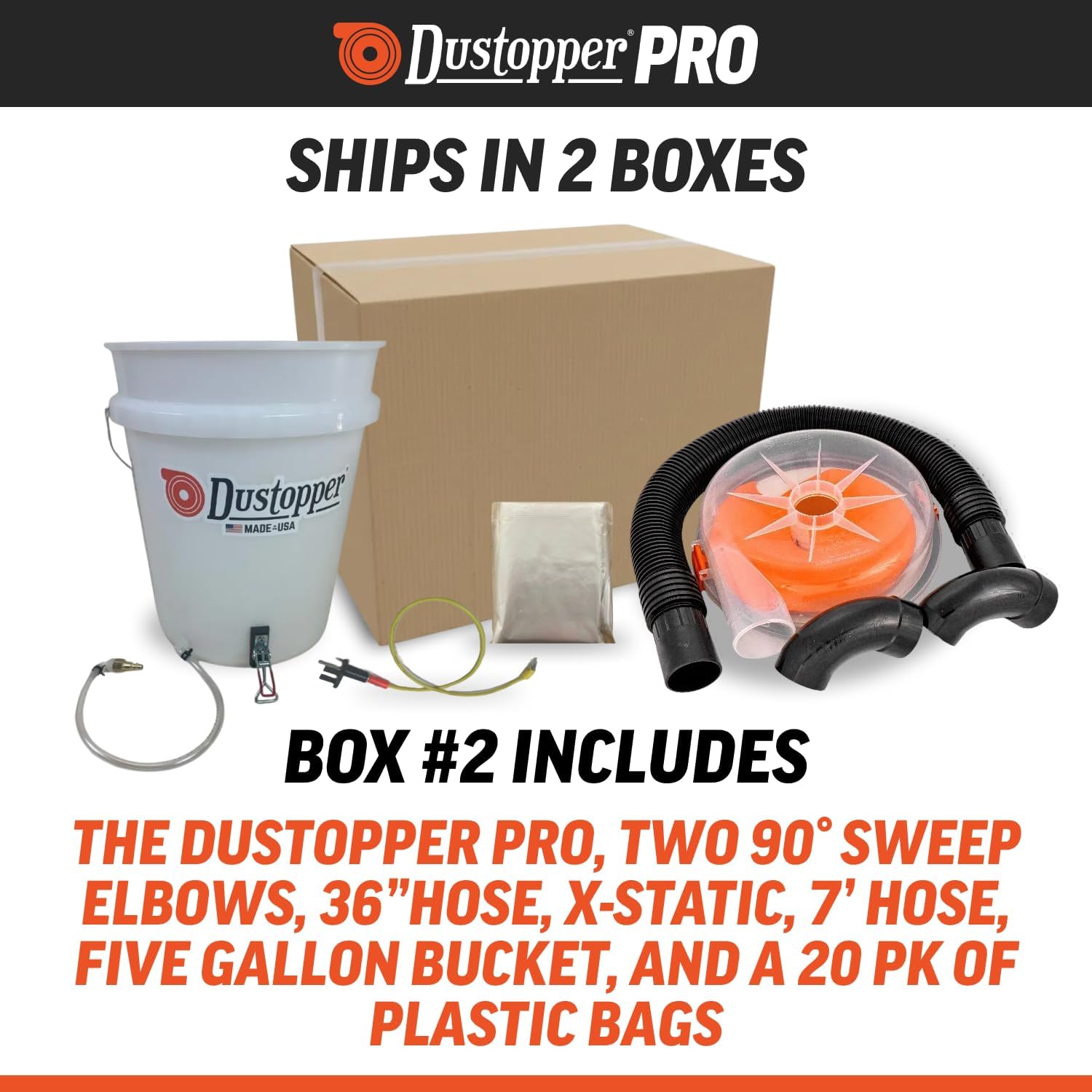Turbo Bagger Shop Vacuum System – High-Performance Dust Collection System with Accessories for Wet Dry Vacuum System, Great for Shops, Garage, and Workshop, 5.8 Gallon, Ships in 2 Packages