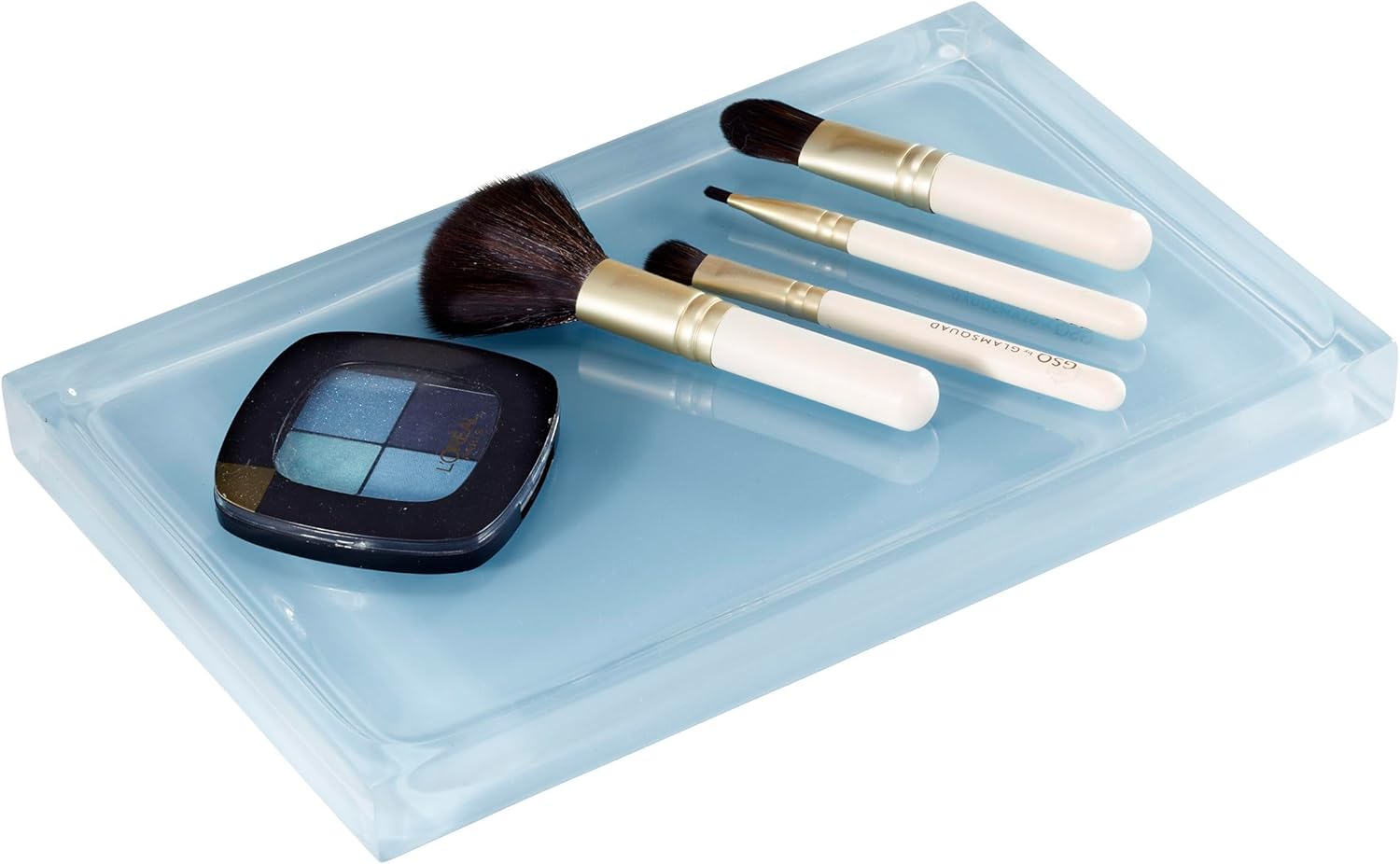 Izod - Bathroom Set, 3pc Countertop Accessories, Vanity Tray, Covered Jar & Lotion Pump, Modern Home Decor, Dorm Room Essentials (Marina Collection, Blue)