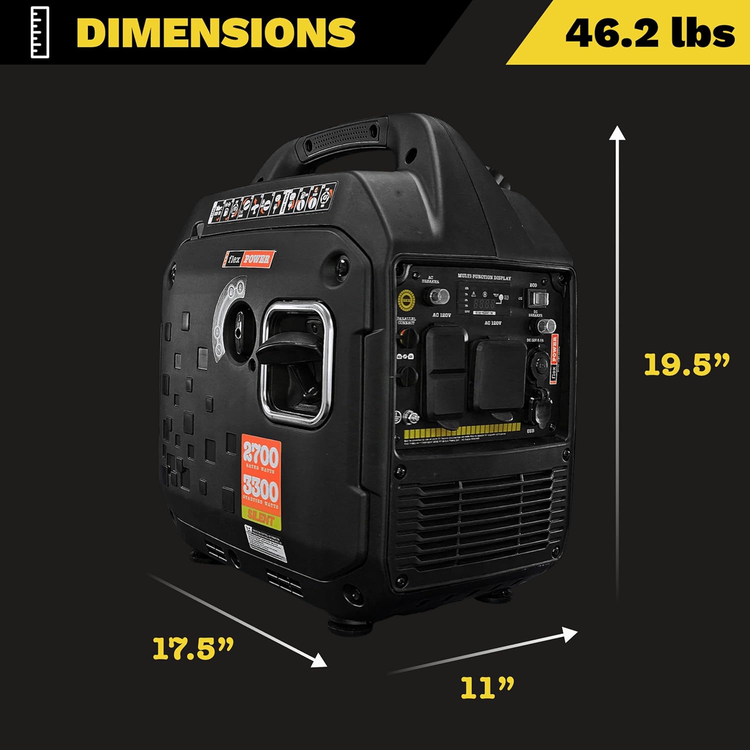 Flex Power® 3300i Silent Inverter Generator. 3300 watt | RVMP Flex Power 3300i | Hand Recoil | Silent Inverter | Portable Generator for RVs | Reliable and Clean Power