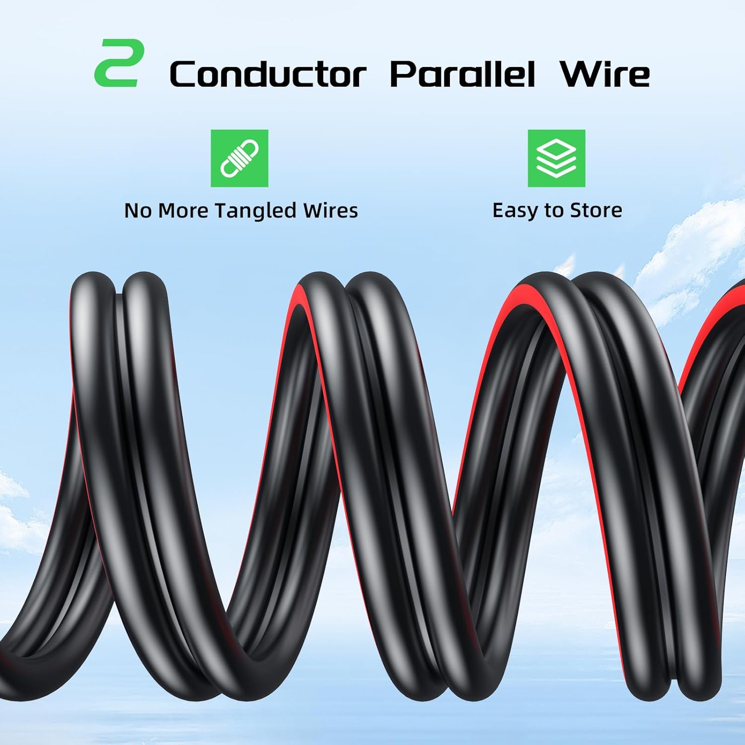 Bateria Power 50 Feet 10AWG Solar Panel Extension Cable 6mm² with Female & Male Connectors, 10 Gauge Twin Wire Conductor Parallel Solar Wire Adapter for RV, Photovoltaic Systems