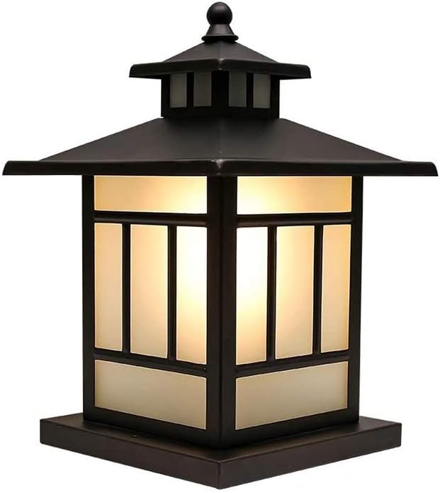 Lights Outdoor Waterproof Post Lights，Fence Stigma Lawn Post Bollard Lamp Outdoor Glass Lantern Pillar Post Lamps Exterior Column Headlight Courtyard Landscape Lighting Fixture Park Street Light Stadi