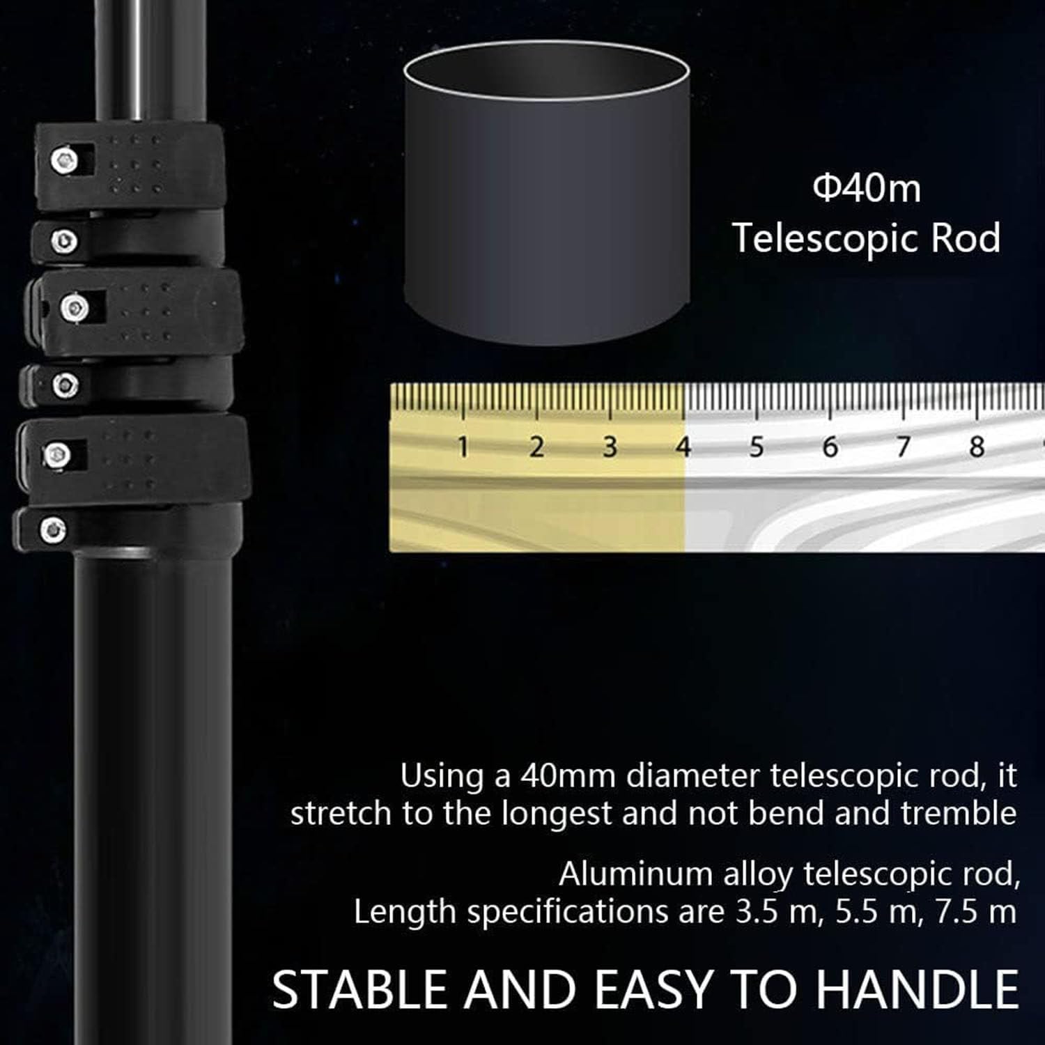 Electric Photovoltaic Panel Cleaners Outdoor Cleaning Tool, Solar Panel Electric Cleaning Brush Adjustable Extension Handle for Window Glass, Solar Panel Freebattery-3.5M