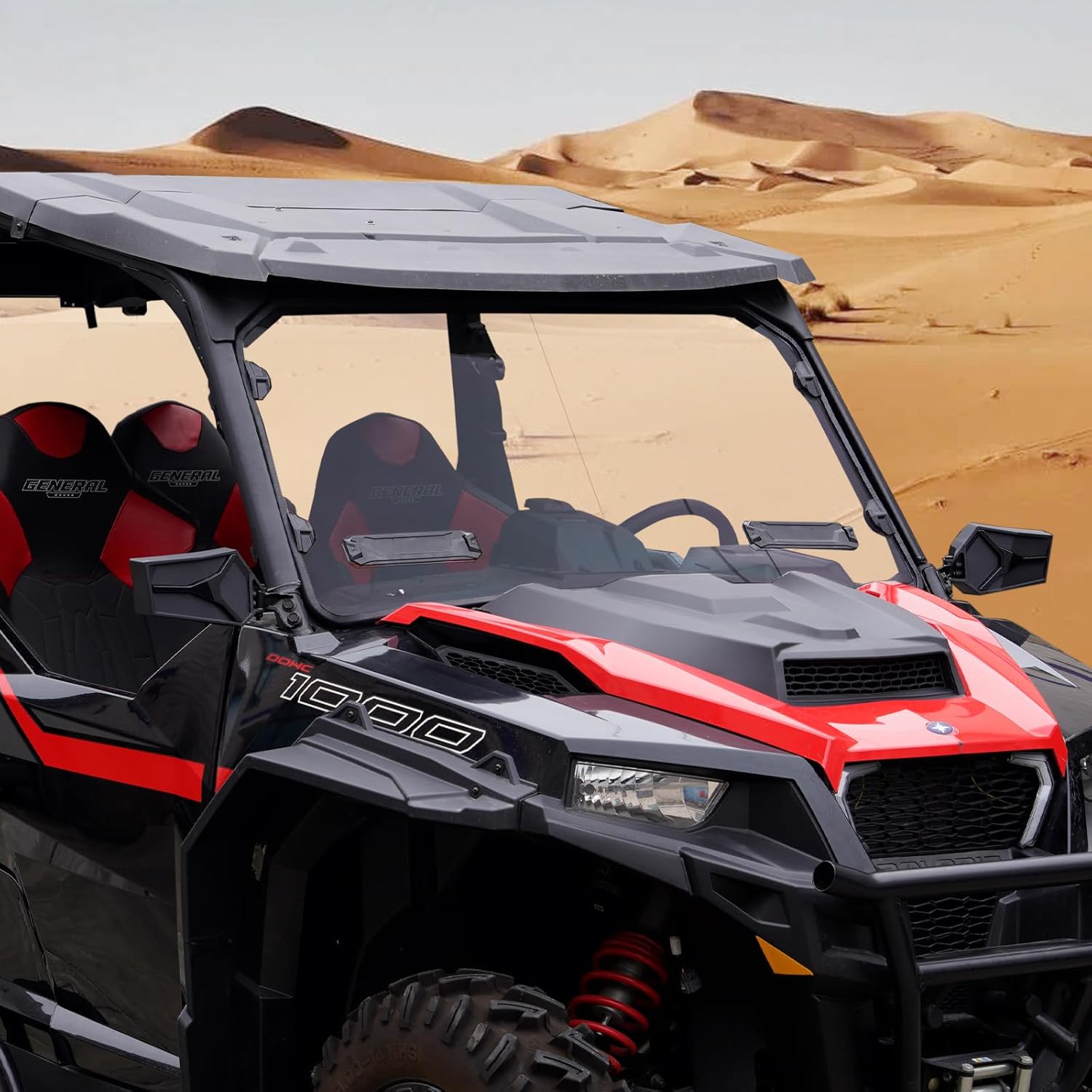 A & UTV PRO Vented Full Front Windshield for 2021-2025 Polaris General 1000 Accessories Hard Coat PC Front Window Replace OEM #‎2884337