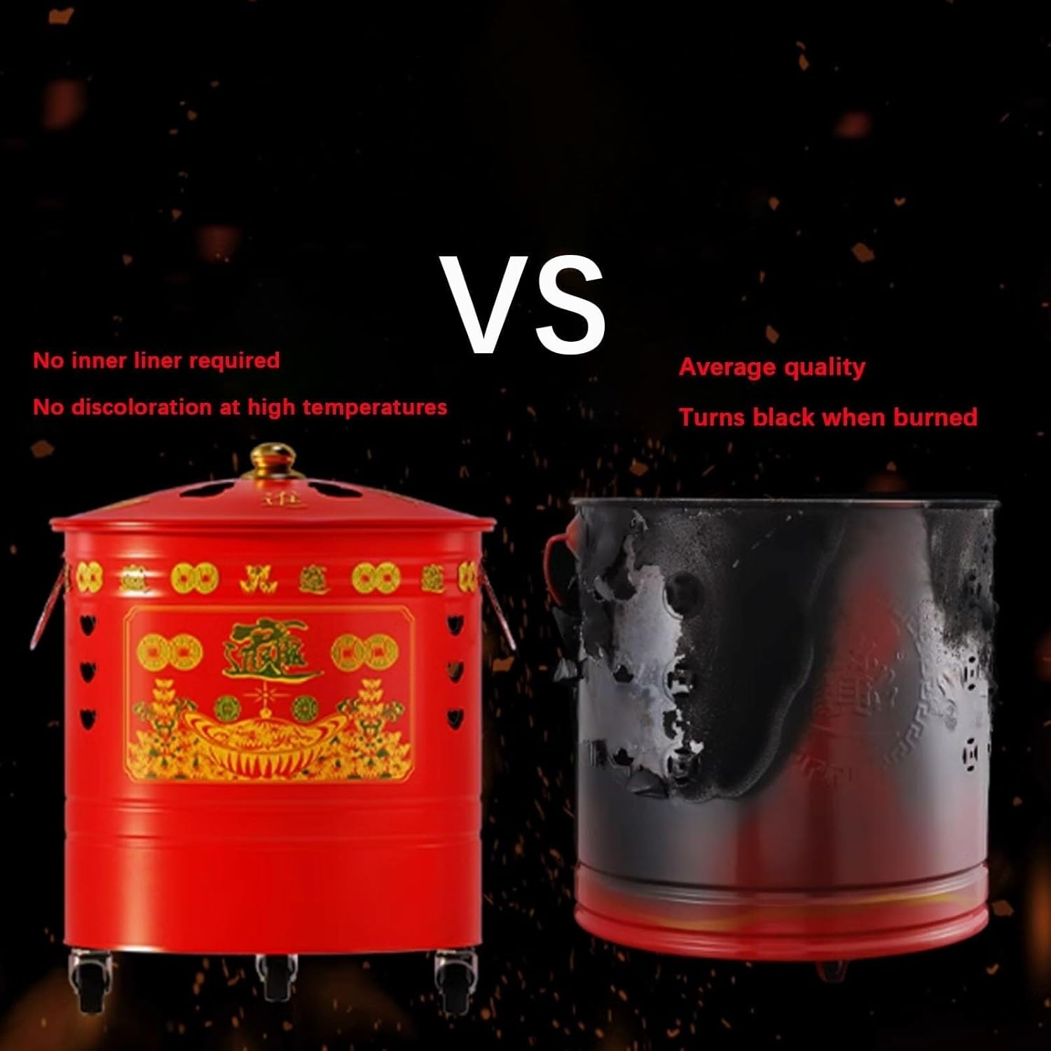 Burn Barrel,Metal Burn Barrels for Outside, Garden Fire Pit Cage Yard Debris Furnace Burning Bin Bucket with Lid(35x59cm/13.8x223.2in)