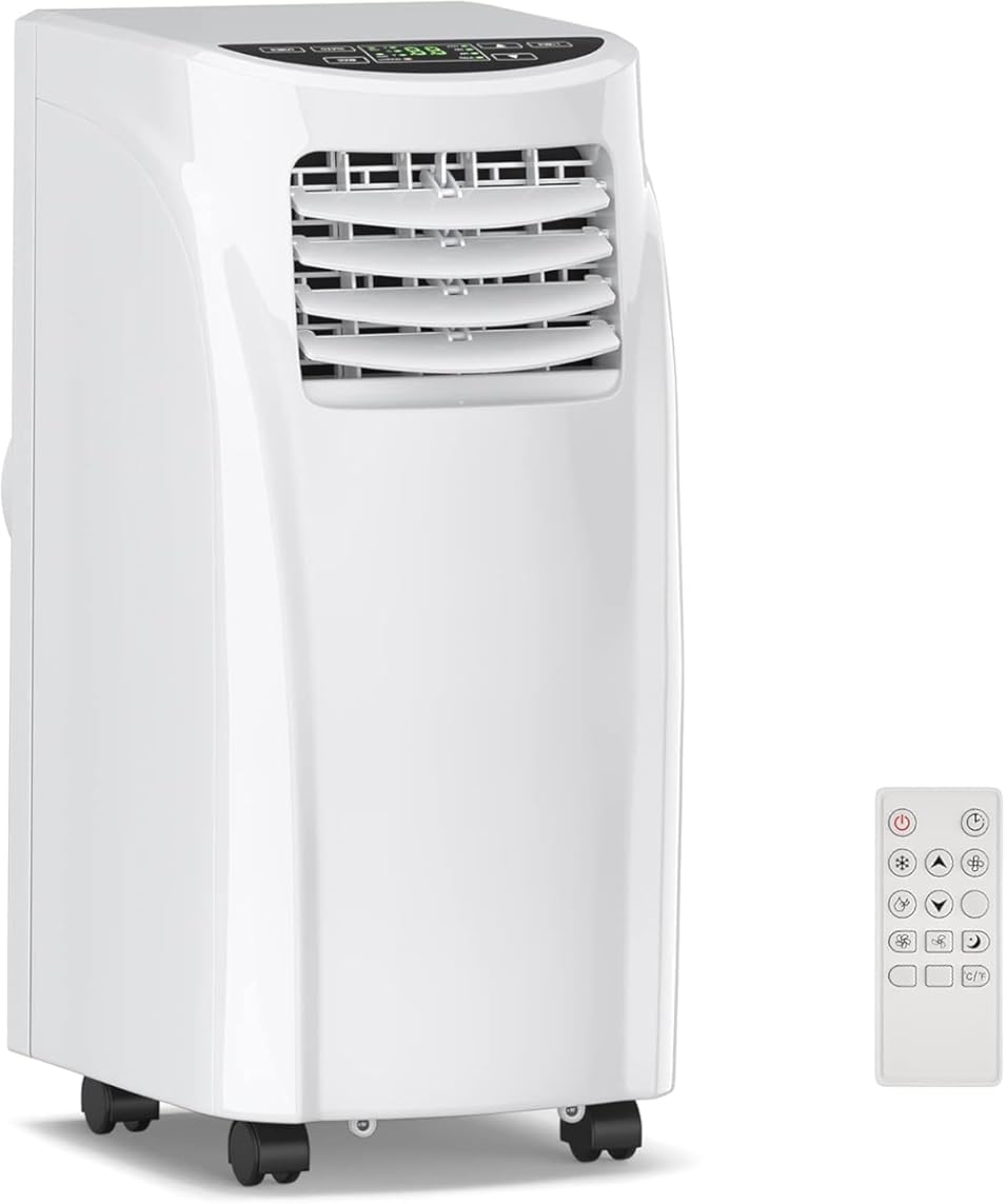 S AFSTAR Portable Air Conditioner 8000 BTU, 3-in-1 Air Cooler with Remote Control, LED Display & Wheels for Home
